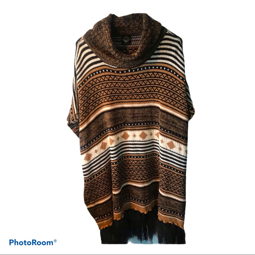 Calstyle Striped Poncho one size - Picture 2 of 8